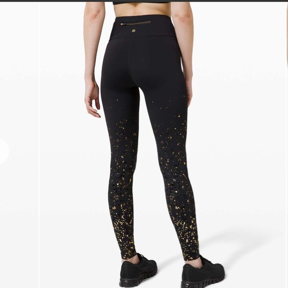 LULULEMON Black With Gold Speckles Speed Wunder Tight size 6 - Picture 3 of 13